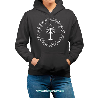 Sudadera Mujer Gorro Lord Of The Rings Señor de los Anillos Árbol Gondor Contorno