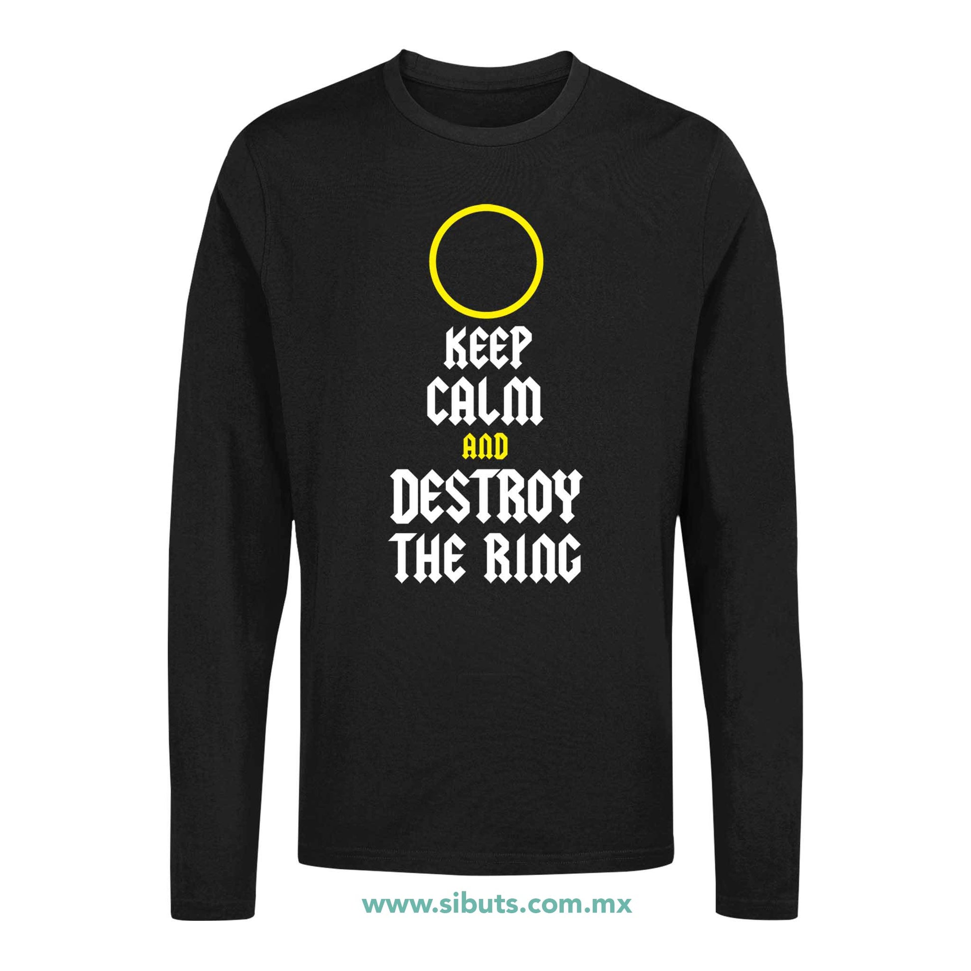 Playera Hombre Manga Larga Señor de los Anillos Keep Calm Destroy The Ring