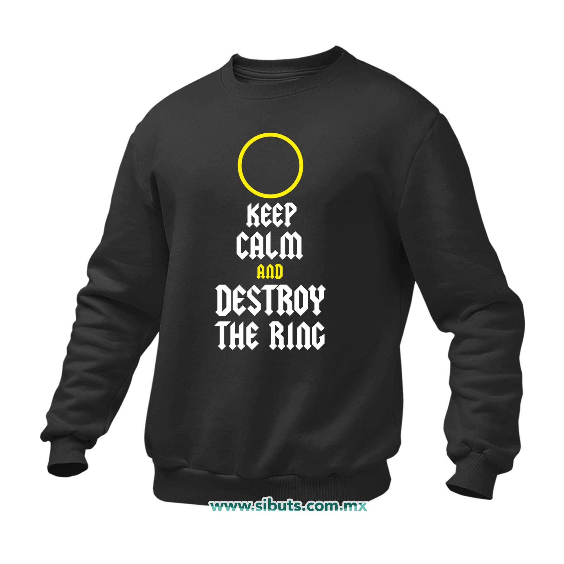 Sudadera Hombre Cuello Redondo Señor de los Anillos Keep Calm Destroy The Ring