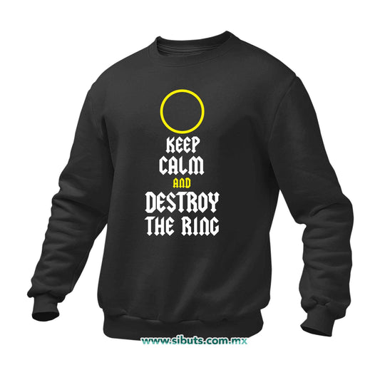 Sudadera Hombre Cuello Redondo Señor de los Anillos Keep Calm Destroy The Ring