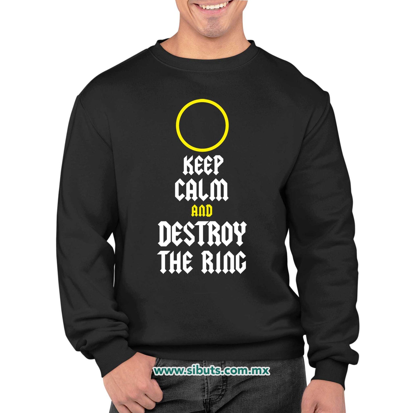 Sudadera Hombre Cuello Redondo Señor de los Anillos Keep Calm Destroy The Ring