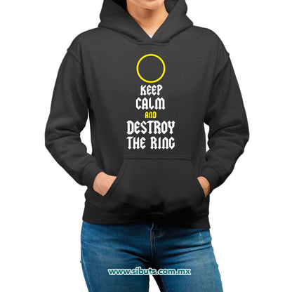 Sudadera Mujer Gorro Señor de los Anillos Keep Calm Destroy The Ring