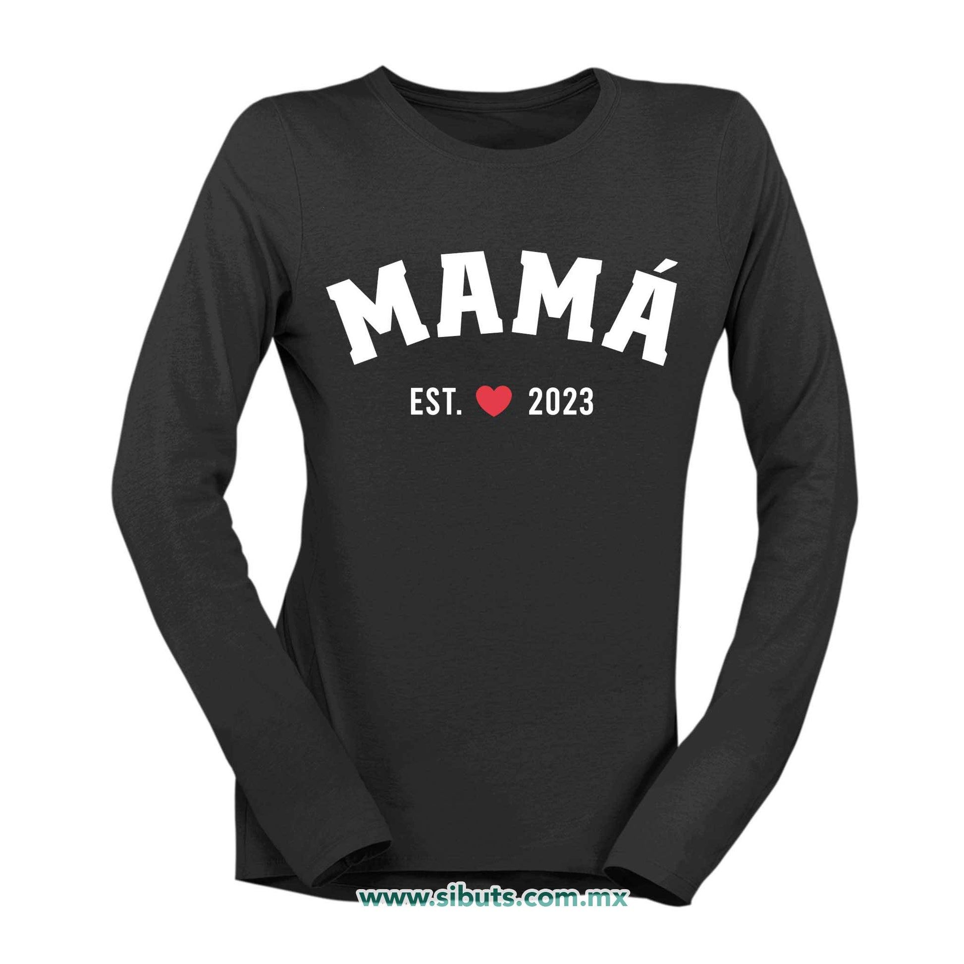 Playera Mujer Manga Larga Mamá Personalizada Desde El Año