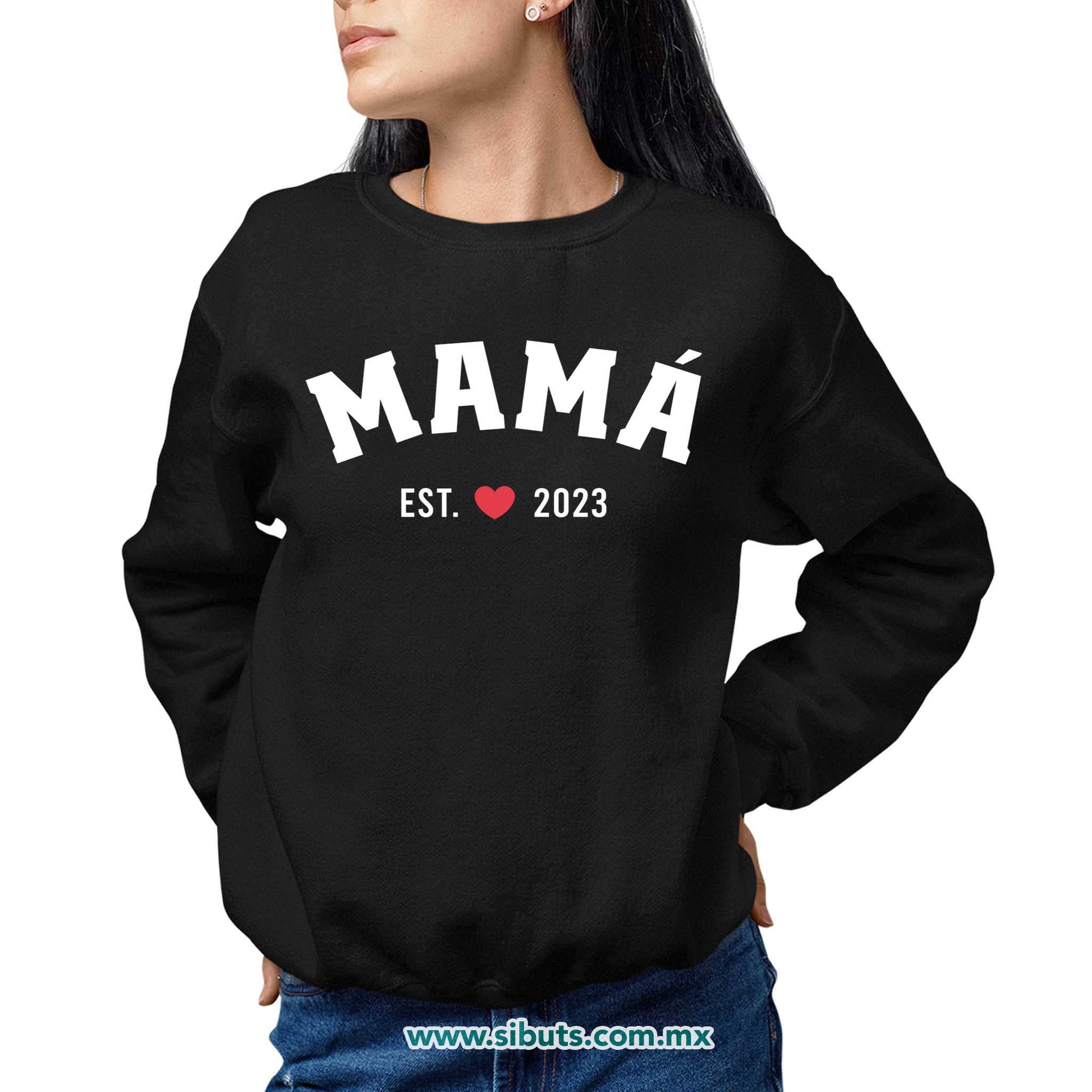 Sudadera Mujer Cuello Redondo Mamá Personalizada Desde El Año