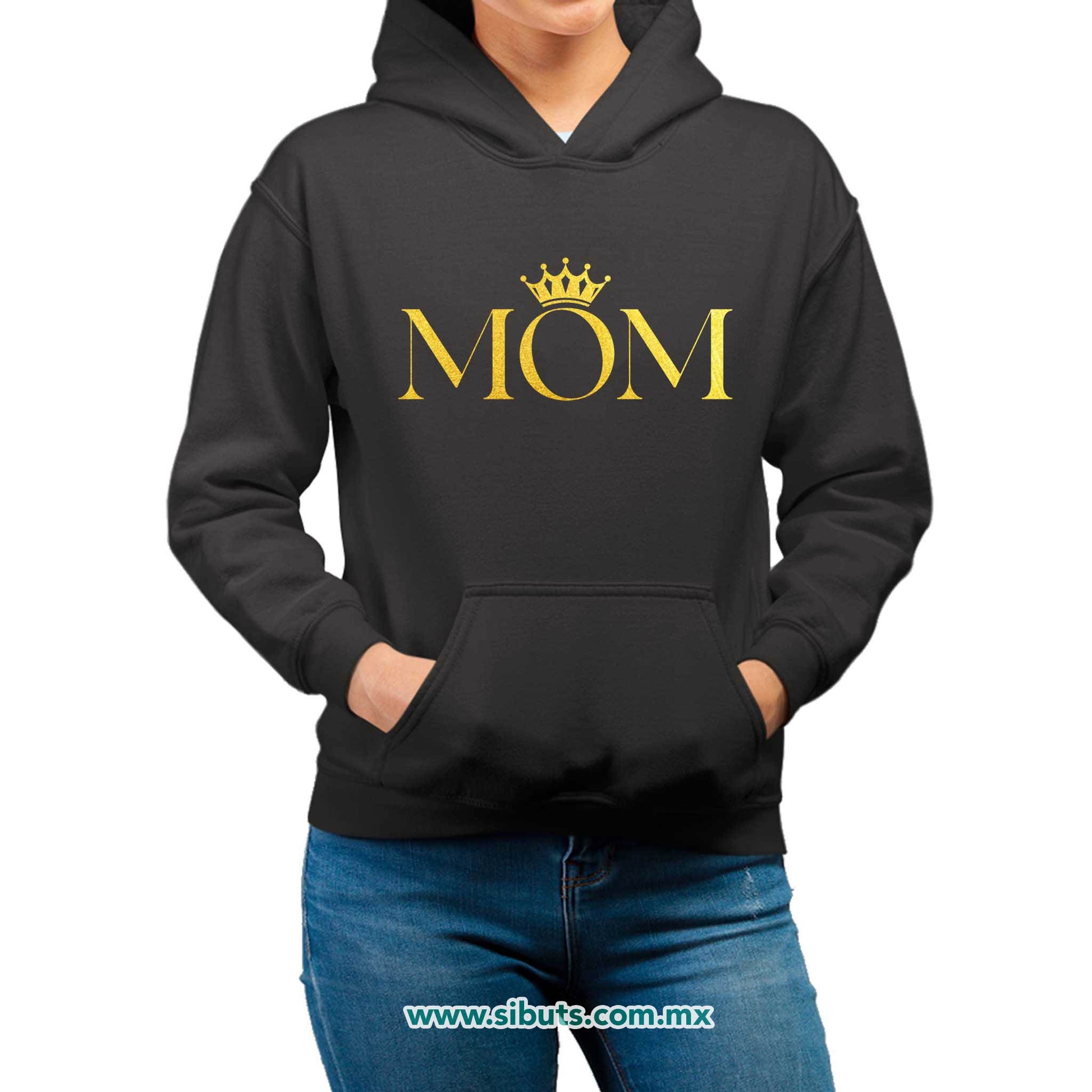 Sudadera Mujer Gorro Mamá Reina Corona Dorada