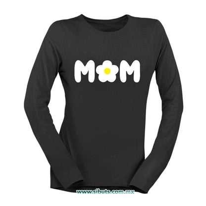 Playera Mujer Manga Larga Mamá Con Flor