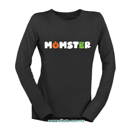 Playera Mujer Manga Larga Mamá Halloween Momster