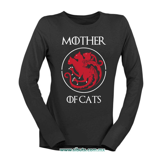 Playera Mujer Manga Larga Game Of Thrones Mother Of Cats Mamá de Gatos