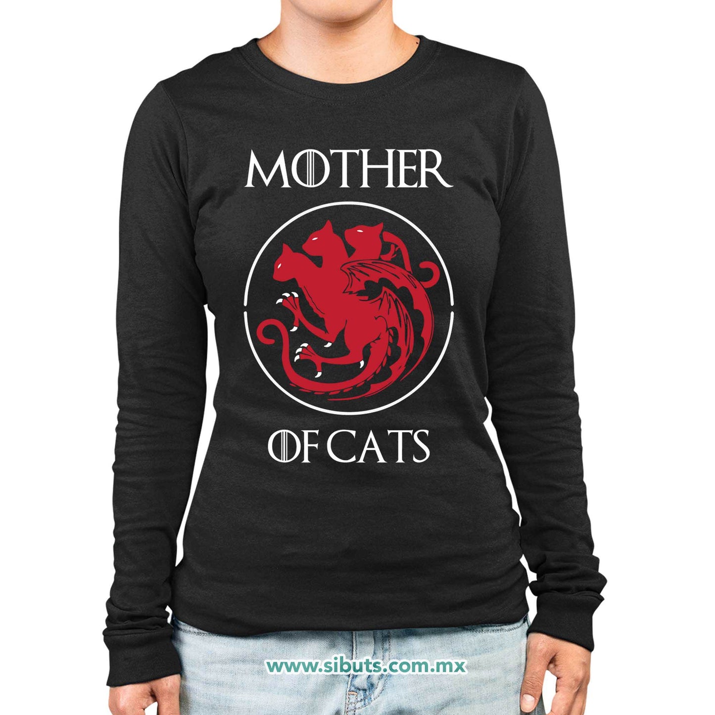Playera Mujer Manga Larga Game Of Thrones Mother Of Cats Mamá de Gatos