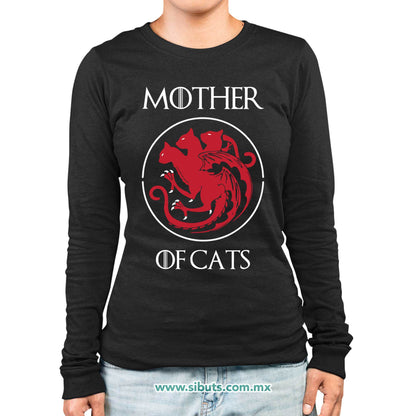 Playera Mujer Manga Larga Game Of Thrones Mother Of Cats Mamá de Gatos
