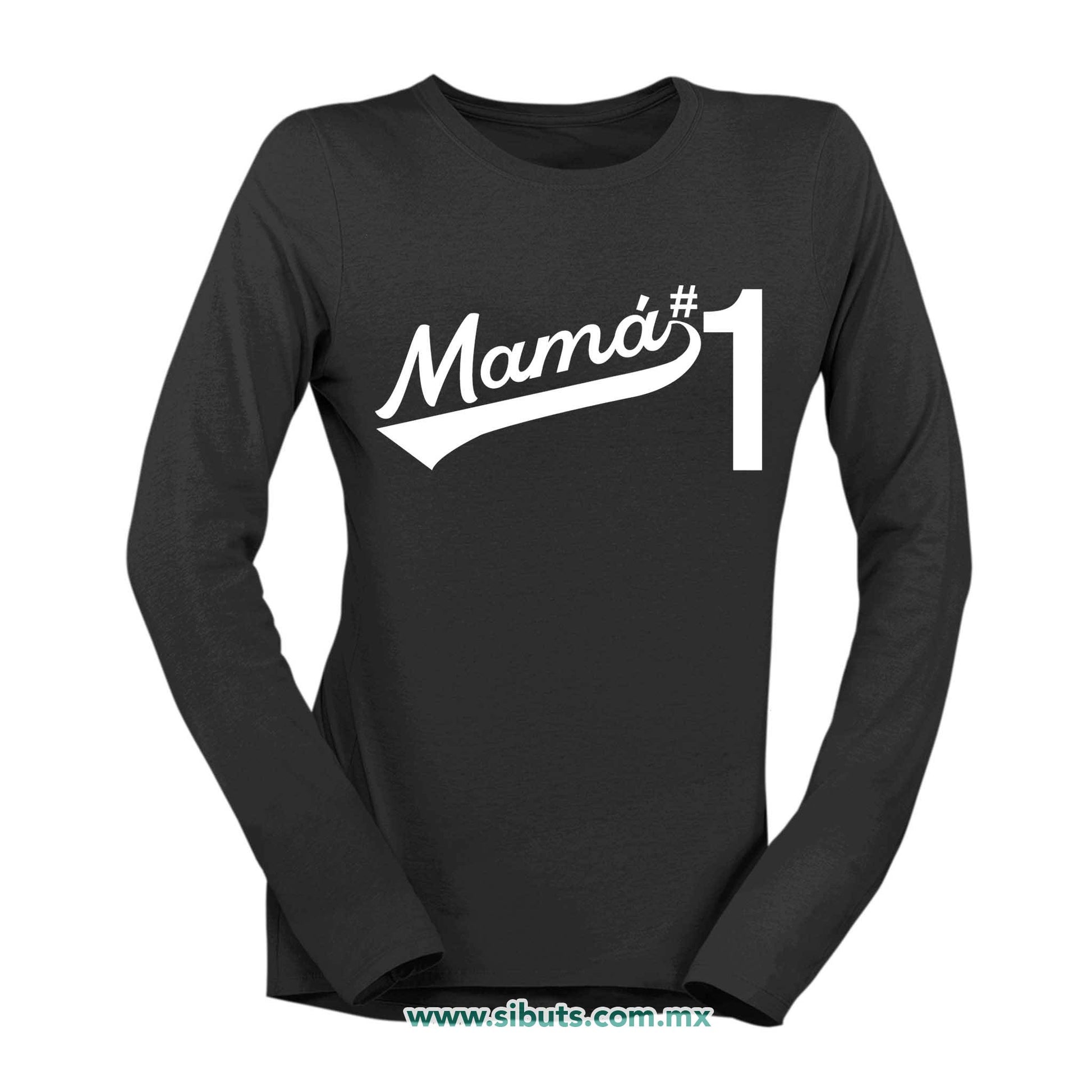 Playera Mujer Manga Larga Mamá Número 1