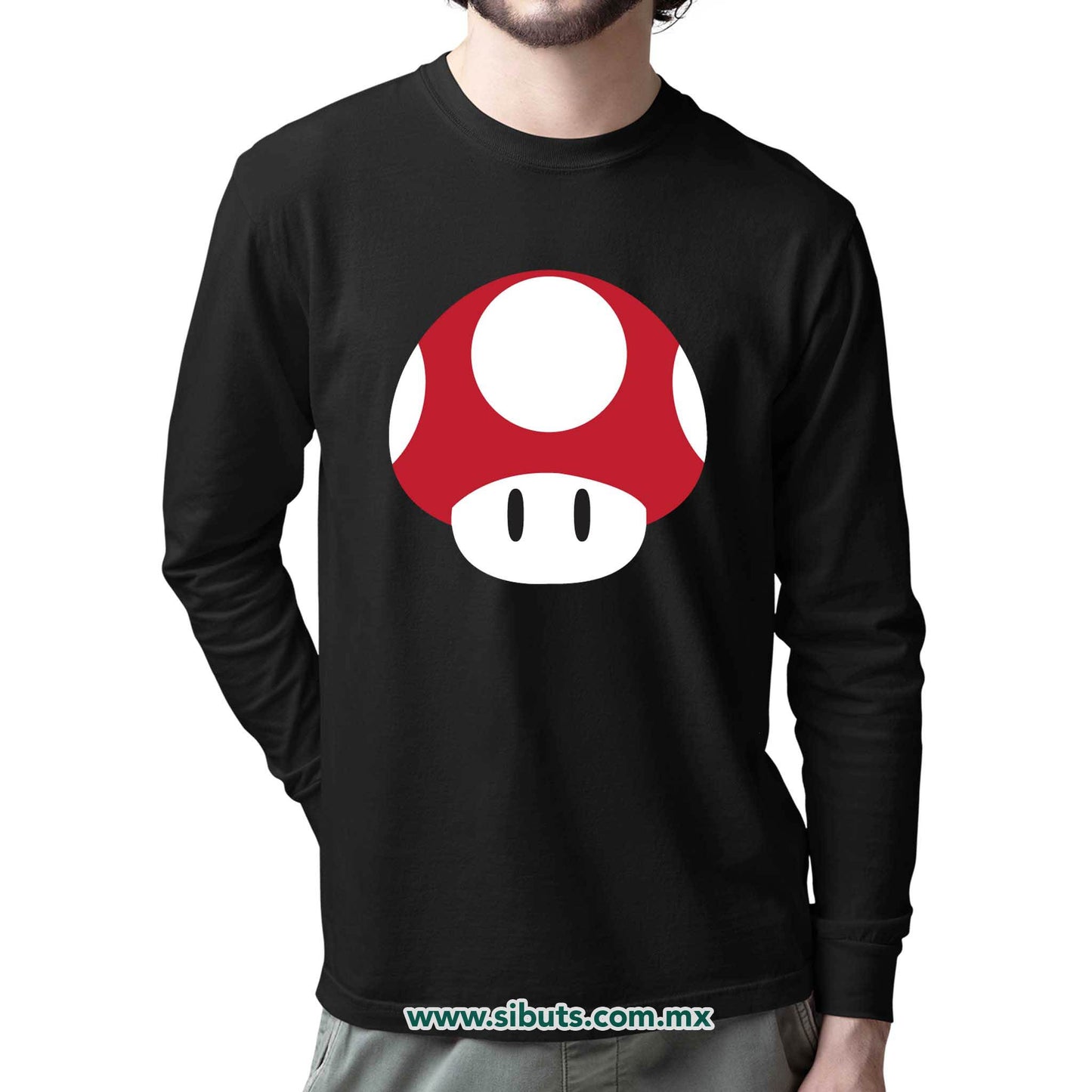 Playera Hombre Manga Larga Mario Bros Toad