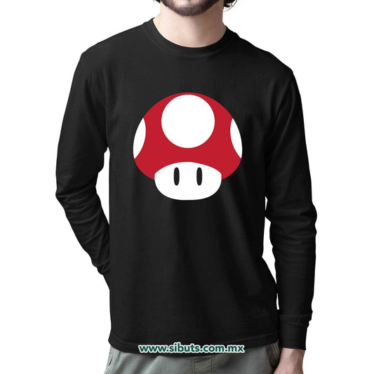 Playera Hombre Manga Larga Mario Bros Toad