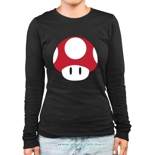 Playera Mujer Manga Larga Mario Bros Toad