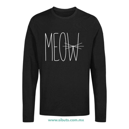Playera Hombre Manga Larga Gato Meow