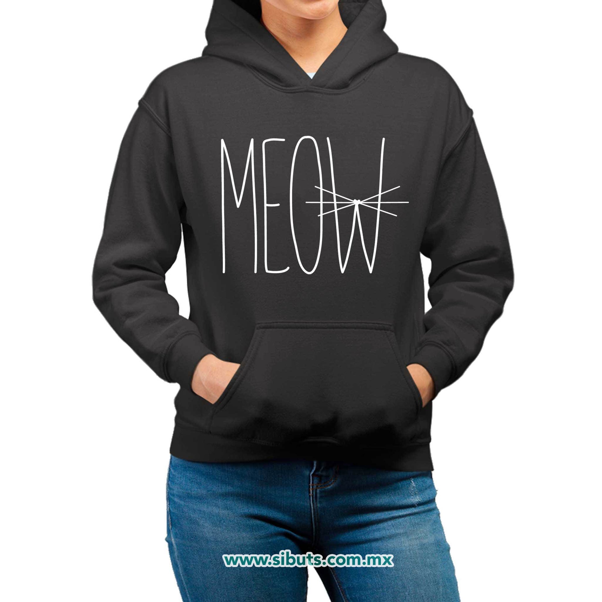 Sudadera Mujer Gorro Gato Meow