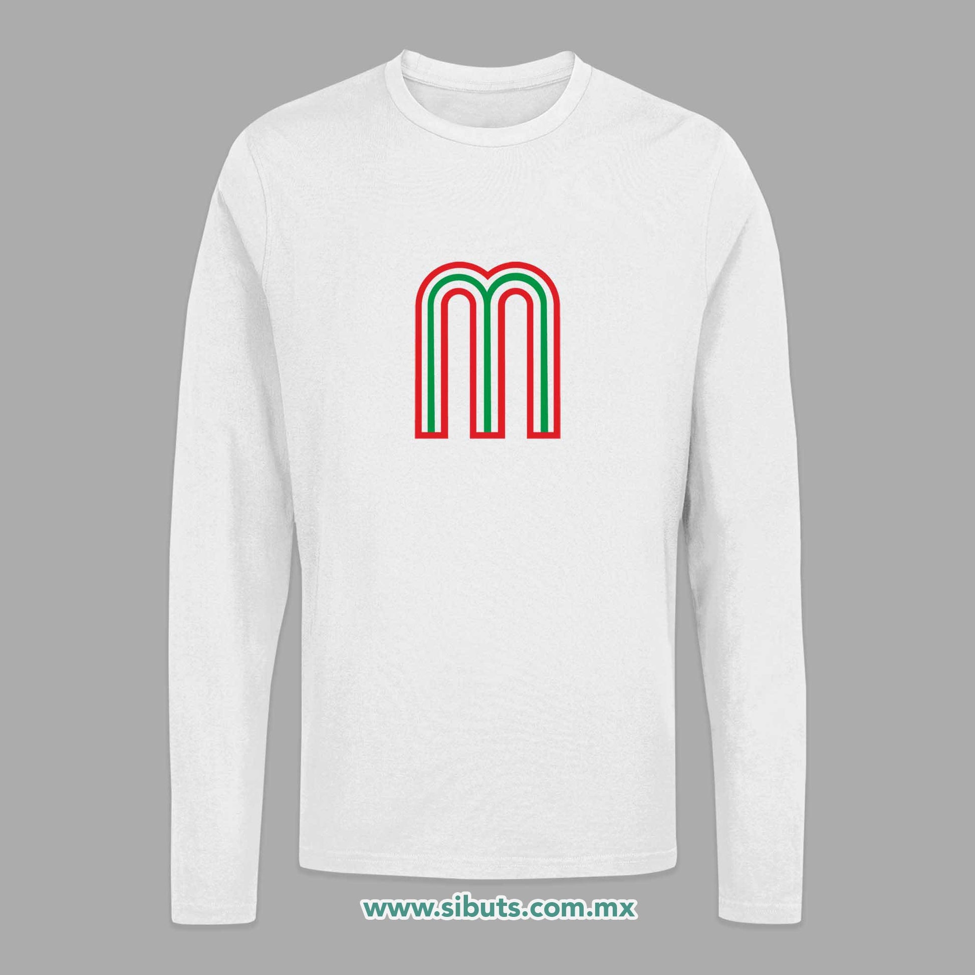 Playera Hombre Manga Larga México Tricolor Retro