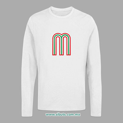 Playera Hombre Manga Larga México Tricolor Retro