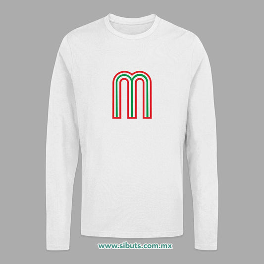 Playera Hombre Manga Larga México Tricolor Retro