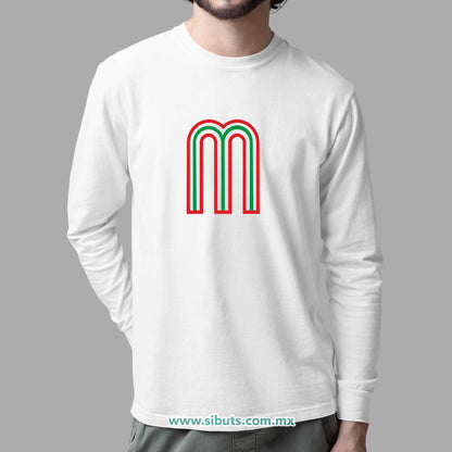 Playera Hombre Manga Larga México Tricolor Retro
