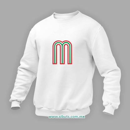 Sudadera Hombre Cuello Redondo México Tricolor Retro