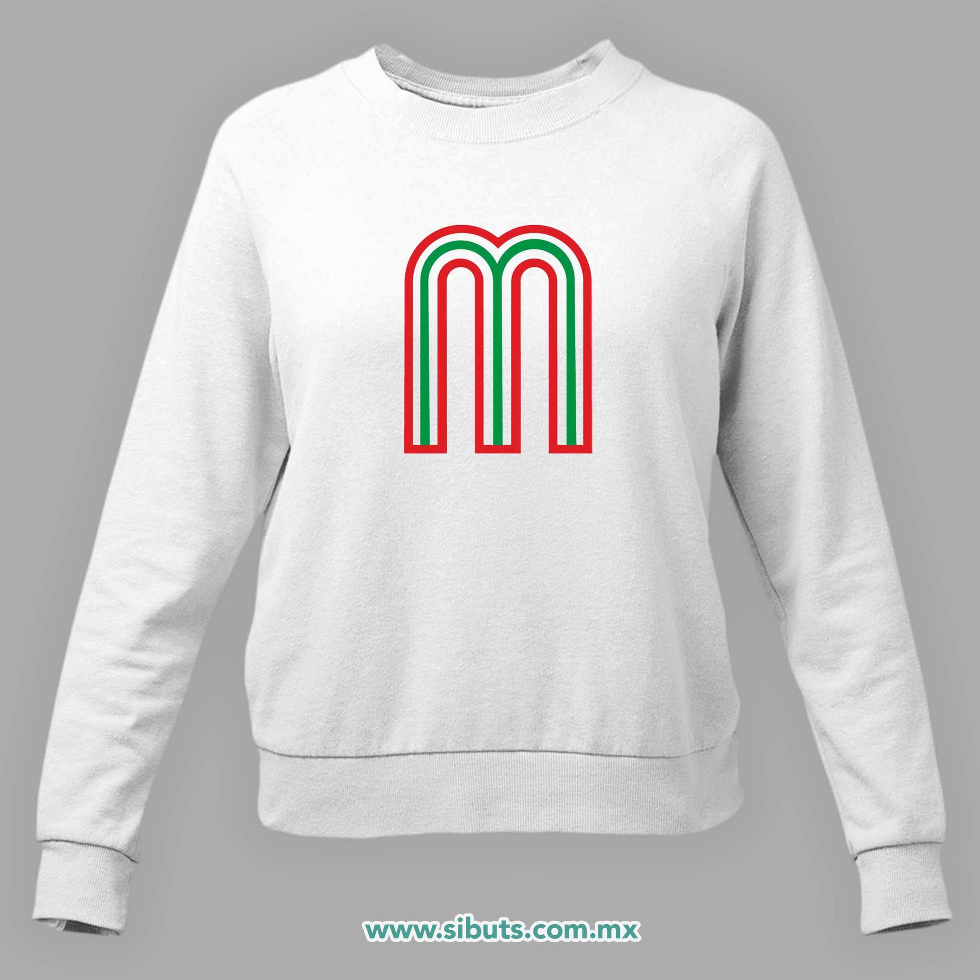 Sudadera Mujer Cuello Redondo México Tricolor Retro