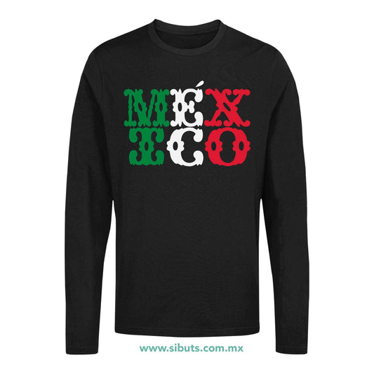 Playera Hombre Manga Larga México Papel Picado