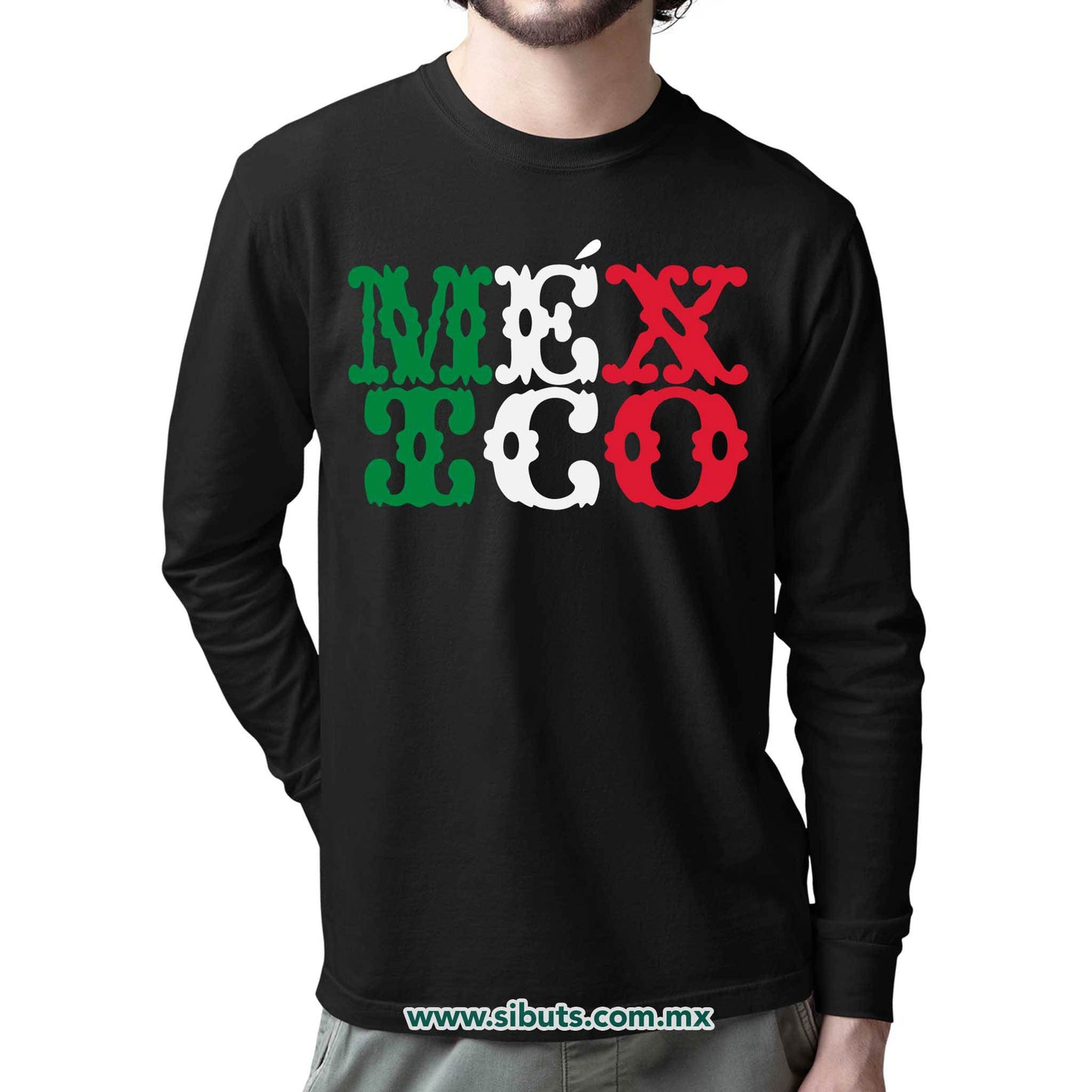 Playera Hombre Manga Larga México Papel Picado