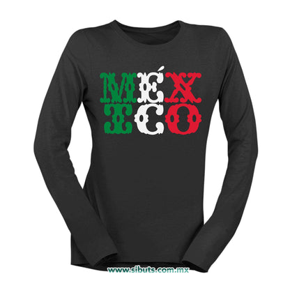 Playera Mujer Manga Larga México Papel Picado