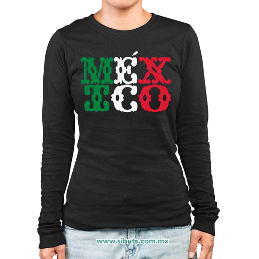Playera Mujer Manga Larga México Papel Picado