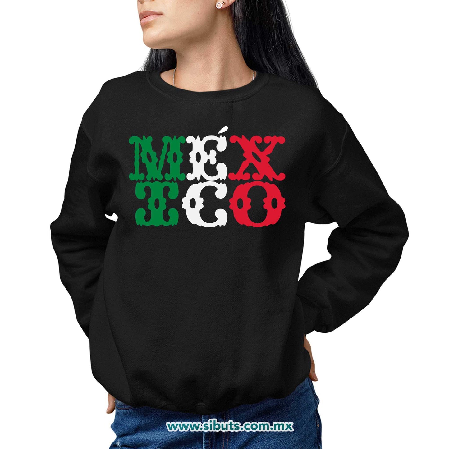 Sudadera Mujer Cuello Redondo México Papel Picado