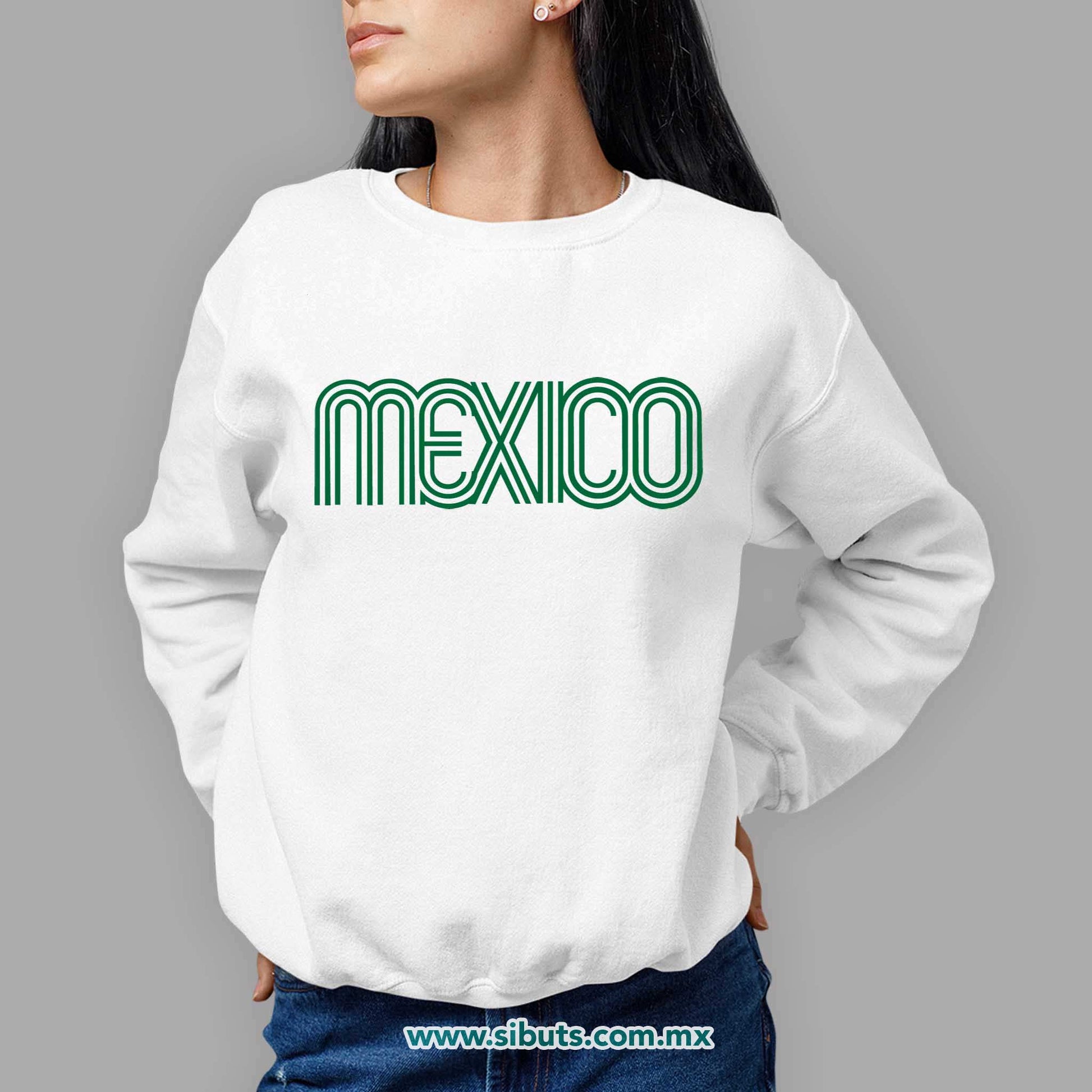 Sudadera Mujer Cuello Redondo México Retro