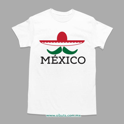 Playera Hombre México Bigote y Sombrero