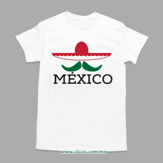 Playera Hombre México Bigote y Sombrero