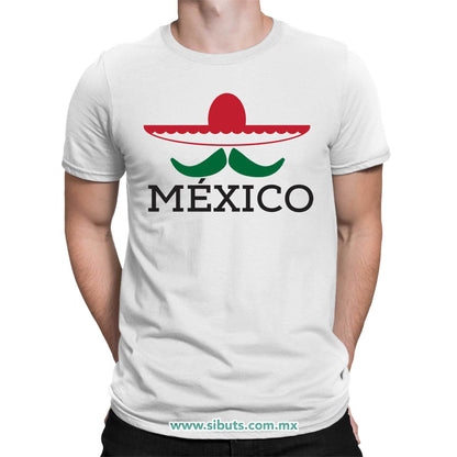 Playera Hombre México Bigote y Sombrero