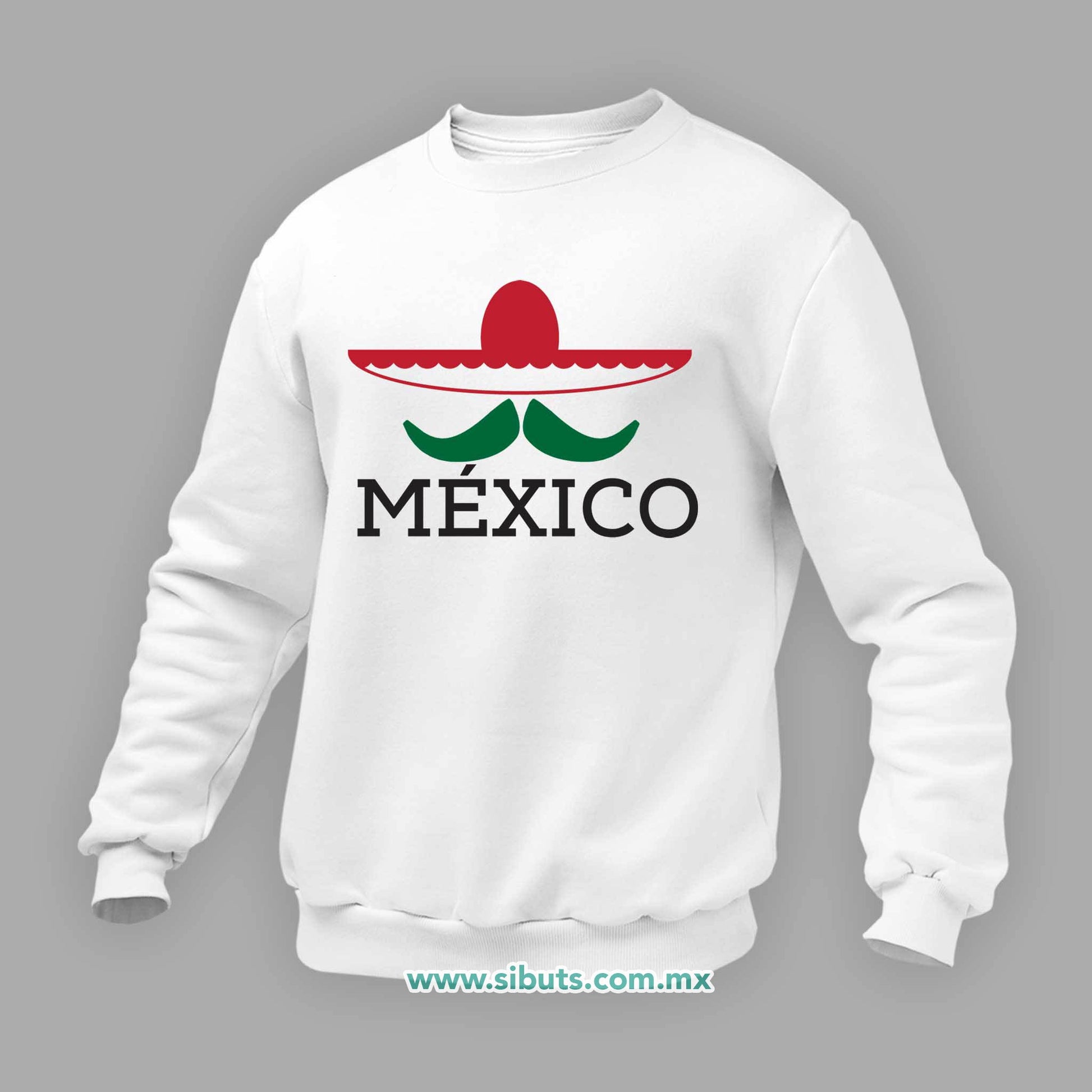 Sudadera Hombre Cuello Redondo México Bigote y Sombrero