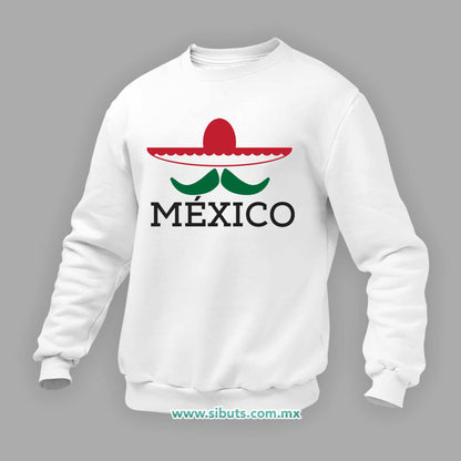 Sudadera Hombre Cuello Redondo México Bigote y Sombrero