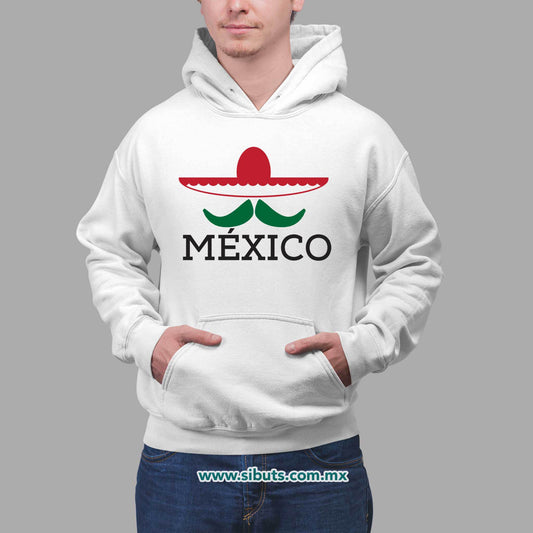 Sudadera Hombre Gorro México Bigote y Sombrero