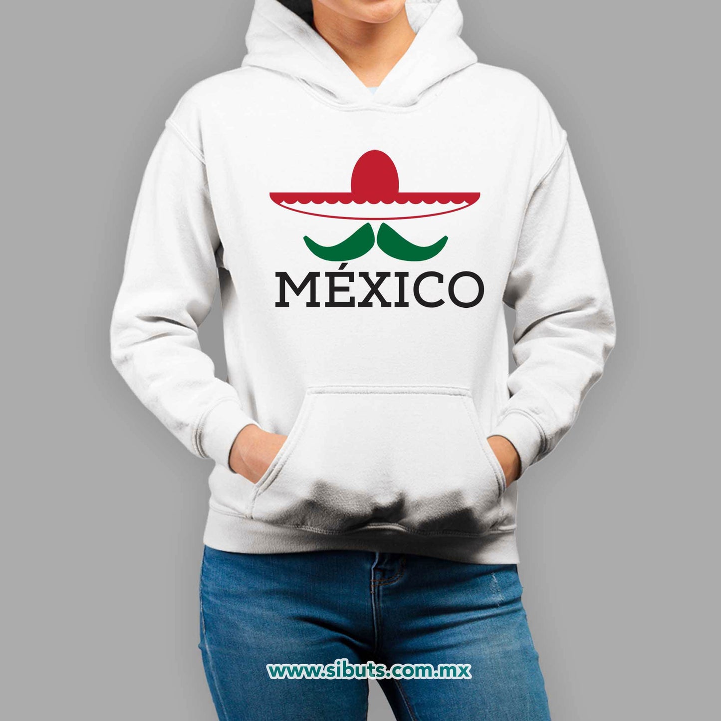 Sudadera Mujer Gorro México Bigote y Sombrero