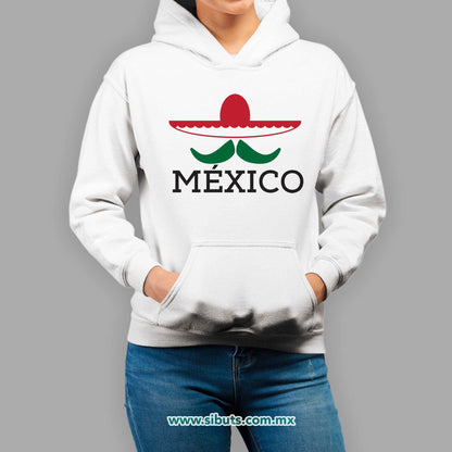 Sudadera Mujer Gorro México Bigote y Sombrero