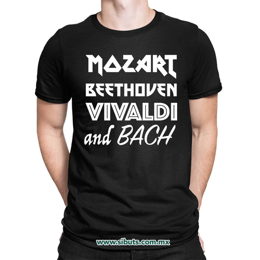 Playera Hombre Música Clásica Mozart Beethoven Vivaldi And Bach