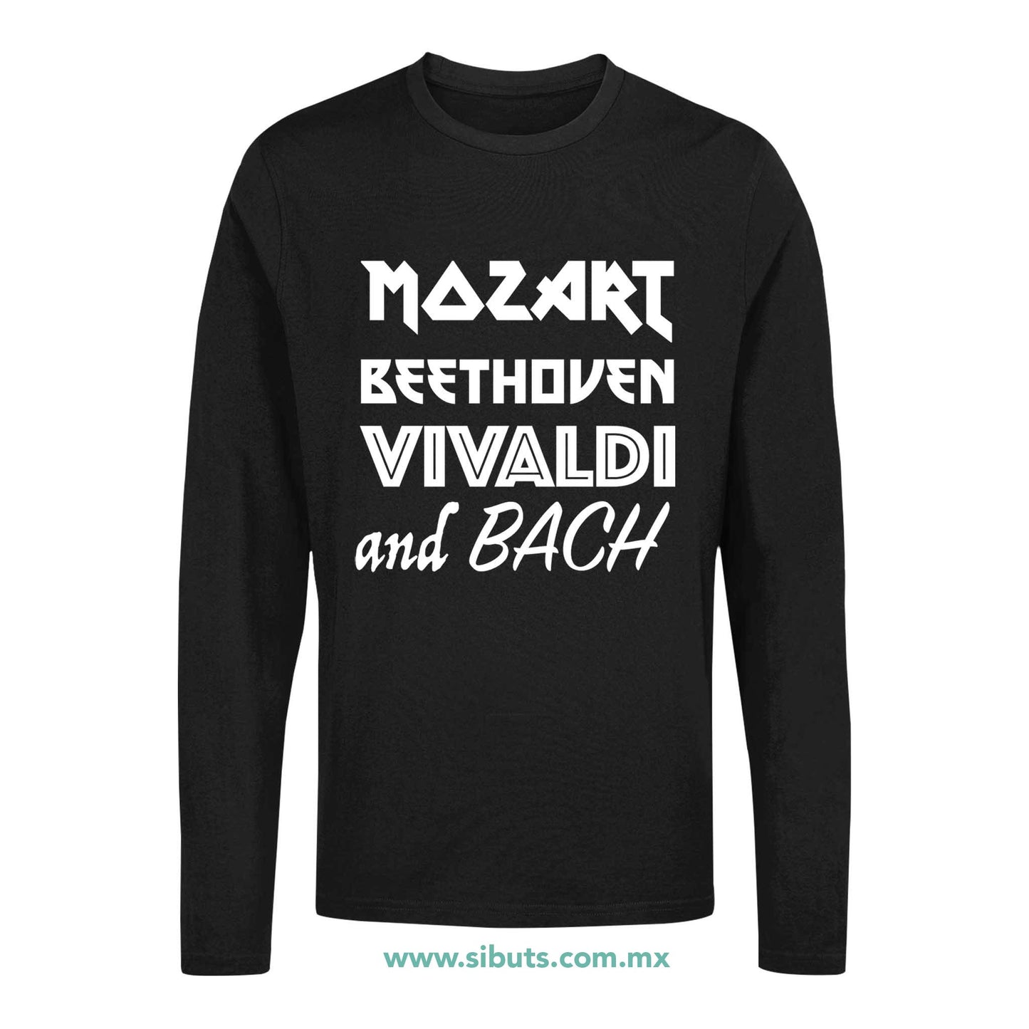 Playera Hombre Manga Larga Música Clásica Mozart Beethoven Vivaldi And Bach