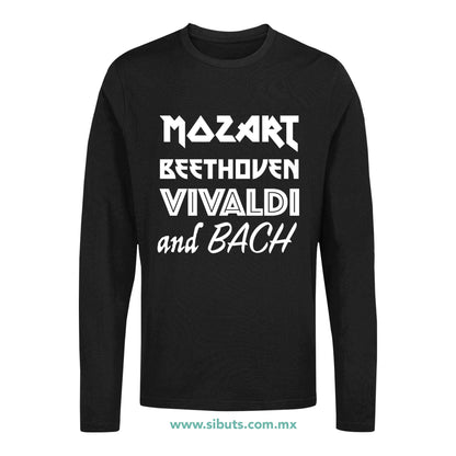 Playera Hombre Manga Larga Música Clásica Mozart Beethoven Vivaldi And Bach