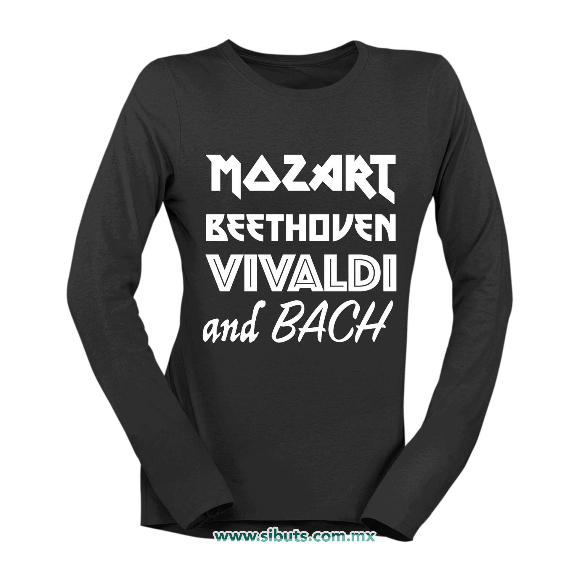 Playera Mujer Manga Larga Música Clásica Mozart Beethoven Vivaldi And Bach