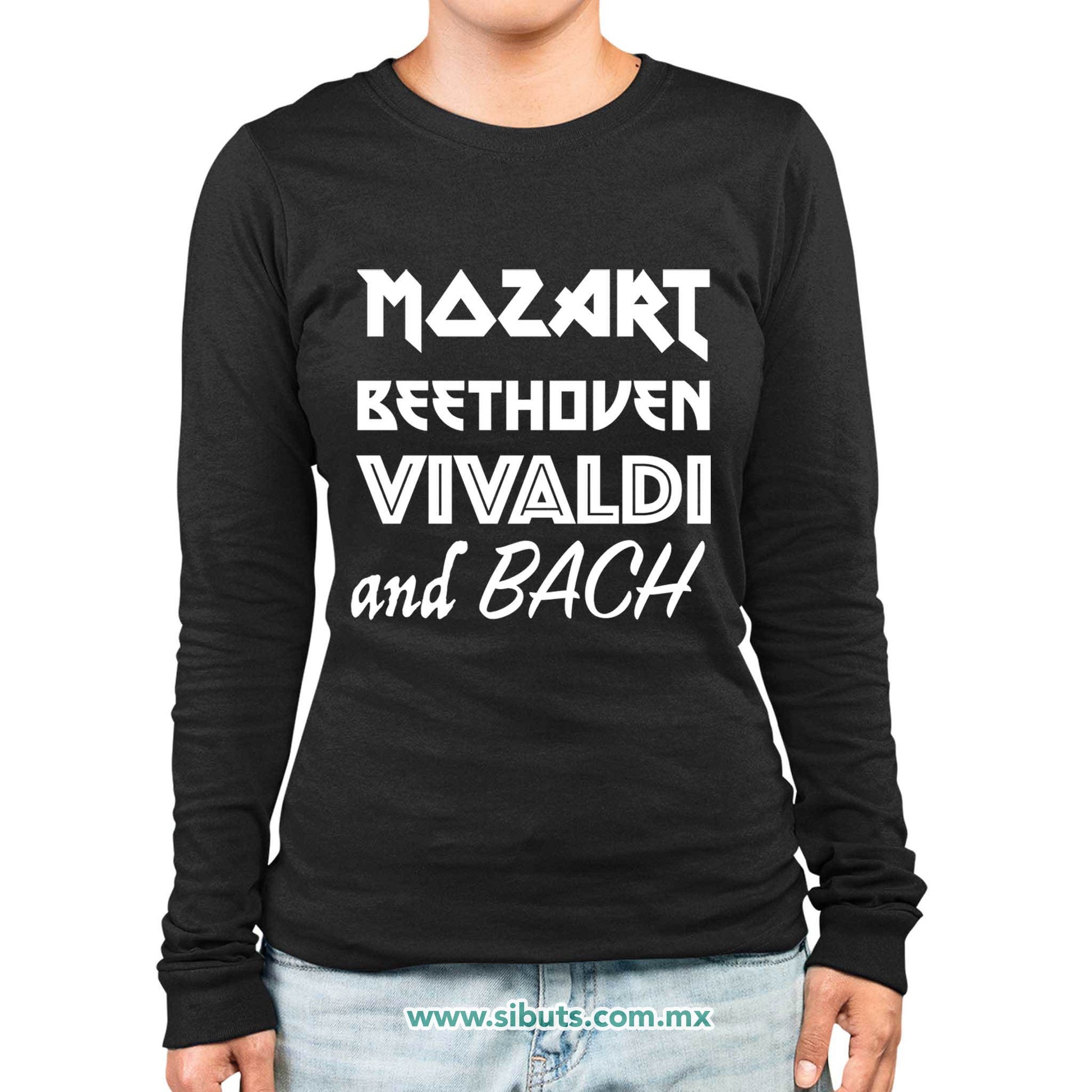 Playera Mujer Manga Larga Música Clásica Mozart Beethoven Vivaldi And Bach