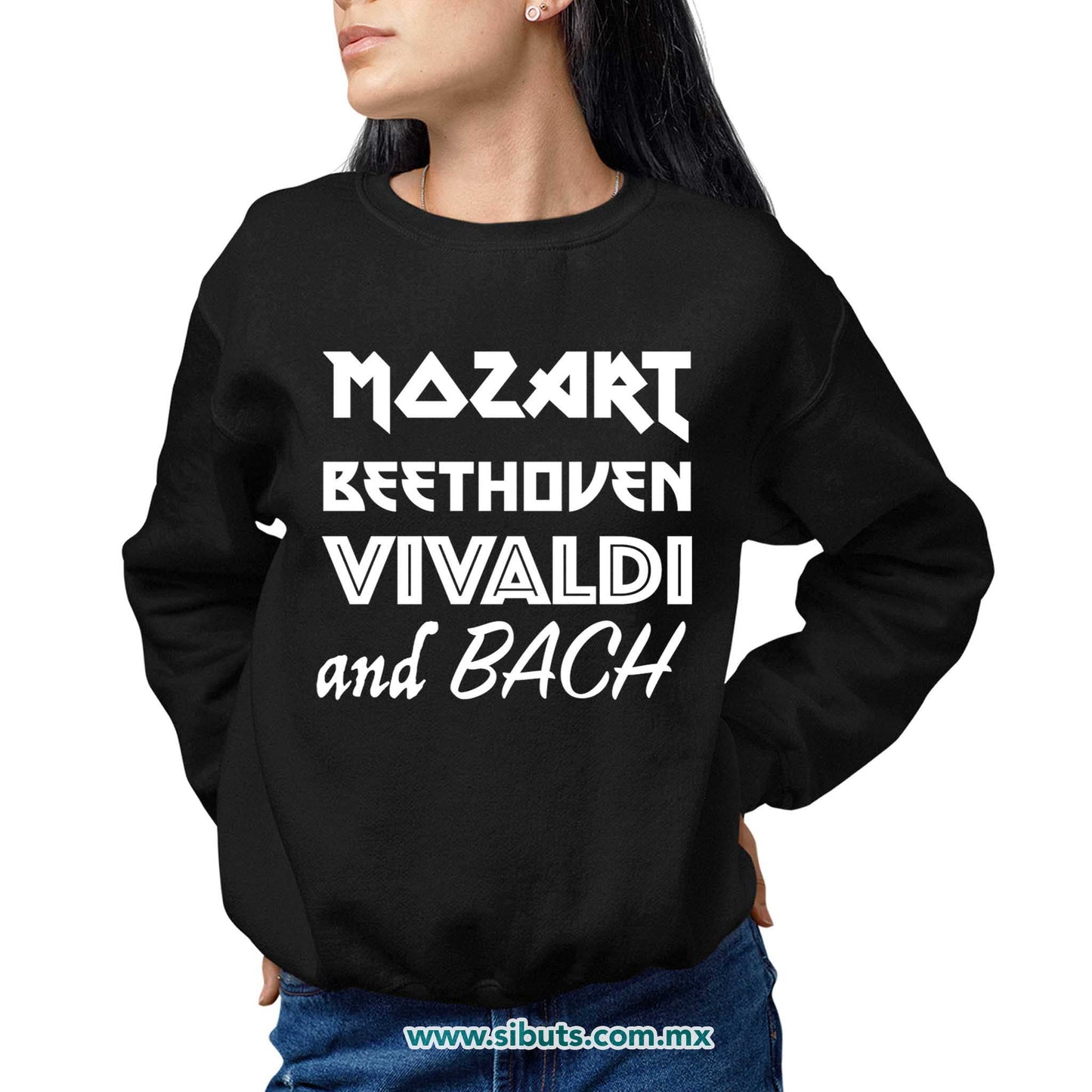 Sudadera Mujer Cuello Redondo Música Clásica Mozart Beethoven Vivaldi And Bach