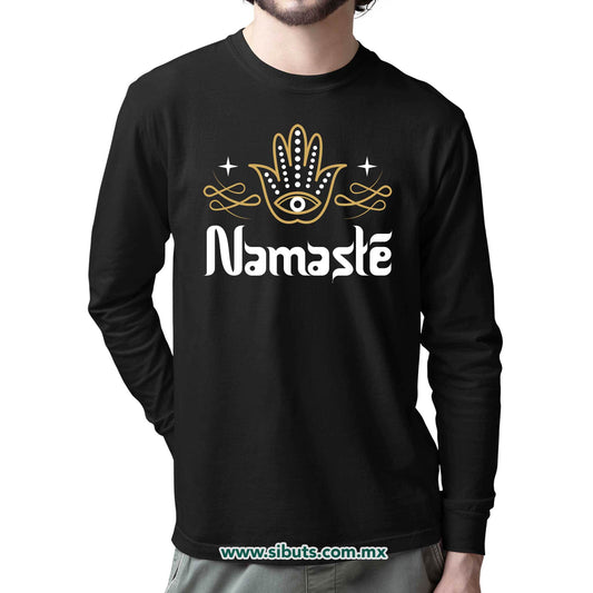 Playera Hombre Manga Larga Namaste Dorado