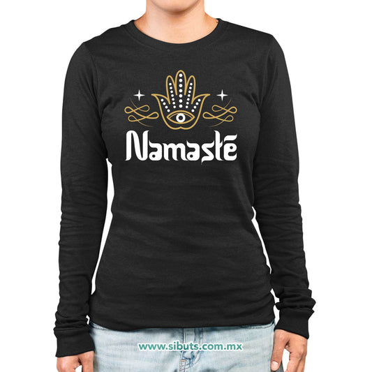 Playera Mujer Manga Larga Namaste Dorado