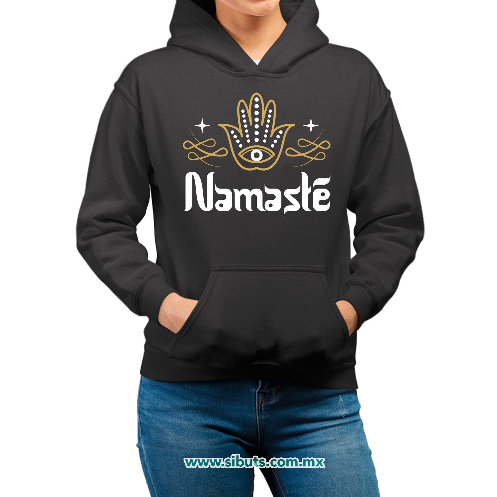 Sudadera Mujer Gorro Namaste Dorado