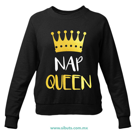 Sudadera Mujer Cuello Redondo Frase Nap Queen